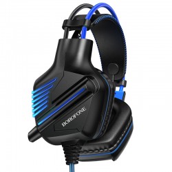 BOROFONE BO101 Ακουστικά κεφαλής gaming Led με καλώδιο και μικρόφωνο (Μαύρο - Μπλέ)